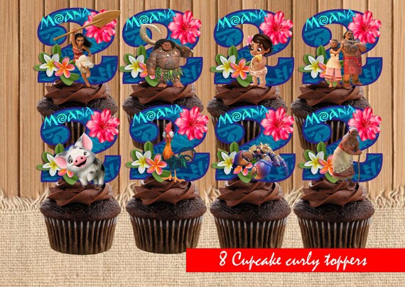 Moana Cupcake Toppers Moana Birthday Party Moana Cupcake | Etsy