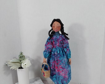 Beautiful Handmade African American Seventeen Inch Artist  Collectible Cloth Doll - Lani
