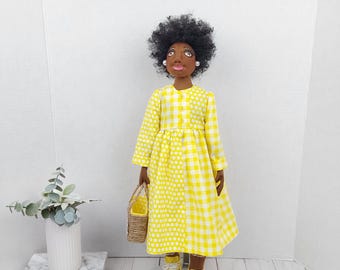 Handcrafted Gorgeous Boudoir Soft Sculpture African American 20&quot; Cloth Collectible Doll - Talley