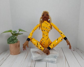 Handmade African American Cloth Yoga Doll - Vanessa