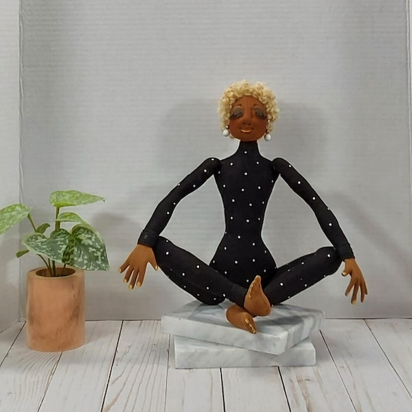 Handmade Beautiful African American Meditation Cloth Yoga Doll Mercedes