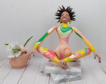 Handmade Beautiful African American Artist Collectible Cloth Yoga Doll -  Logan