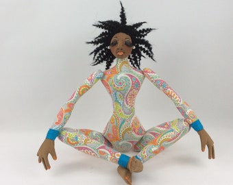 Beautiful African American Handmade Artist Collectible  Yoga Doll Missy