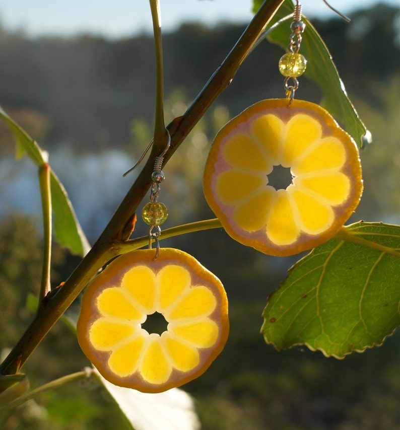 Polymer clay lemon earrings Polymer clay lemon jewelry Etsy