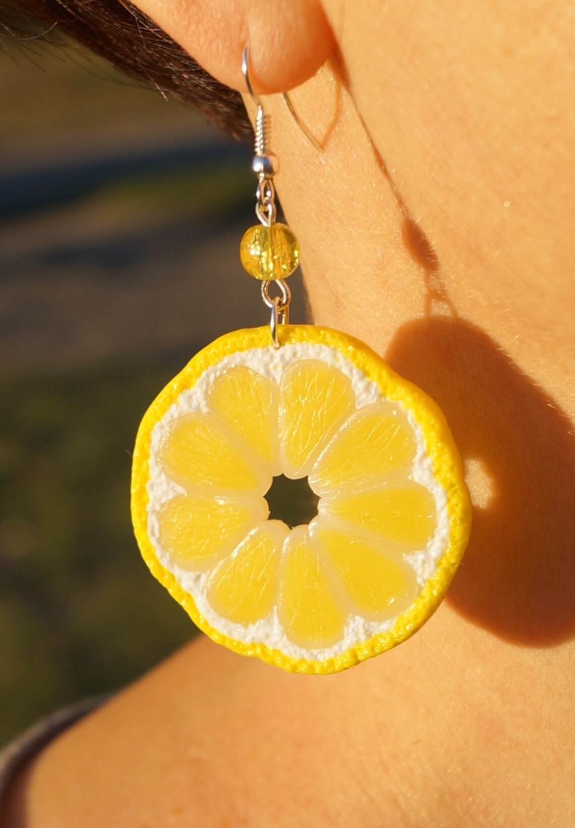 Polymer clay lemon earrings Polymer clay lemon jewelry Etsy