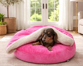 Personalized Dachshund Snuggle Bed Cave: Sherpa Fleece Dog Cuddle Bed