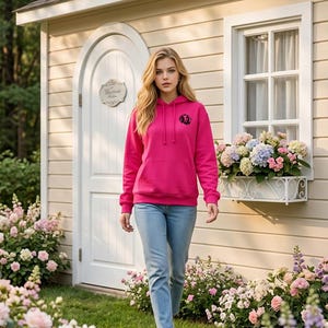 Gepersonaliseerde geborduurde teckelhoodie: gepersonaliseerd hondenliefhebbercadeau met koosnaampje - uniseks katoen-polyestermix afbeelding 1