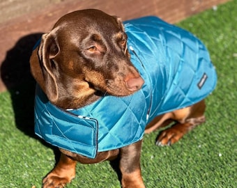 Dachshund Quilted Dog Coat: Water-Resistant Fleece Lined Winter Jacket