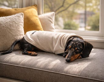 Water Repellent Dachshund Fleece Jumper: Embroidered Dog Coat
