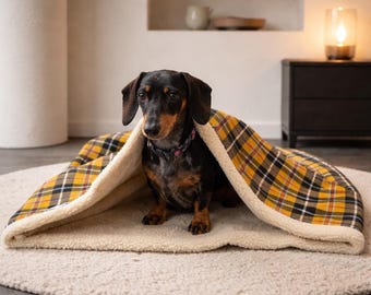 Cornish Tartan Dog Snuggle Sack: Sherpa Fleece Puppy Warmer