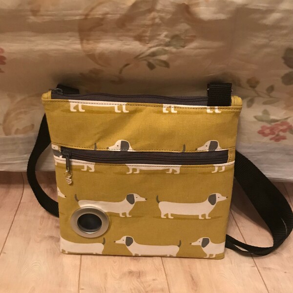 dog walking bag,dog walkers bag ,crossbody bag, gift for mum , dog bag ,gift for dog walker,dachshund dog bag