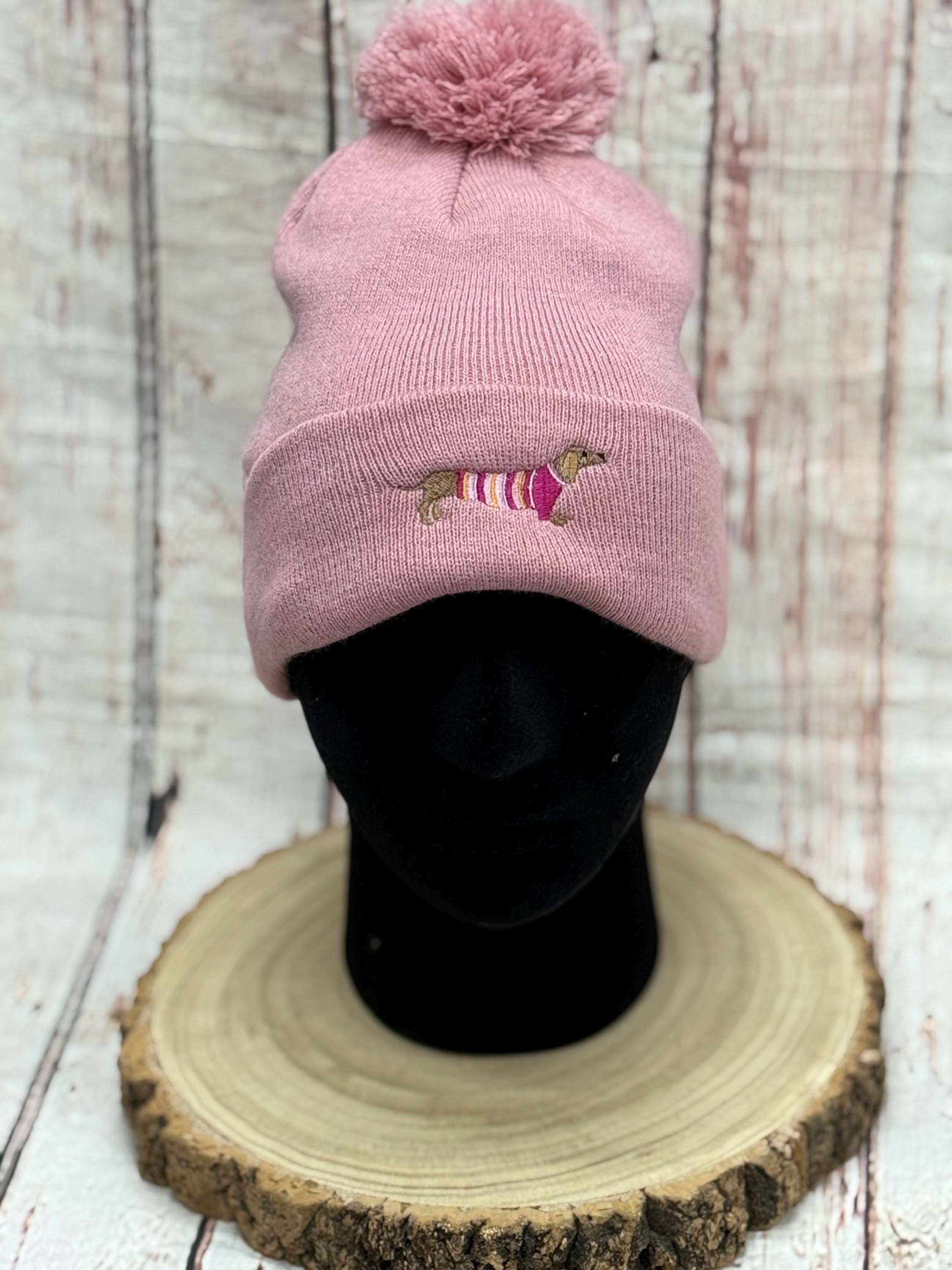 Bonnet Tricoté Avec Motif Teckel Brodé - Cadeau Pour Propriétaire De Chien, Unisexe, Pour L'hiver Et Les Activités En Plein Air