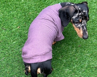 Dachshund Waffle Knit Jersey Top: Handmade Dog Jumper