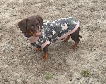 Water-Resistant Dachshund Fleece Jumper: Zipped Soft Shell, Handmade