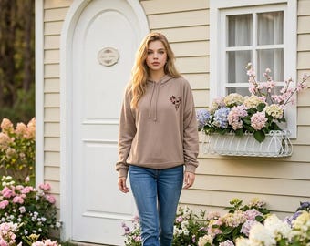 Gepersonaliseerde hoodie met geborduurde teckelprint – Sweatshirt met aangepaste naam voor uw huisdier