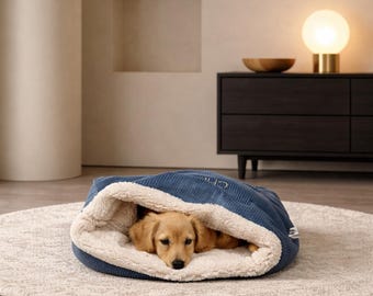 Corduroy Dog Snuggle Sack: Fleece Lined Puppy Warmer