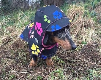 Waterproof Dachshund Raincoat: Fleece Lined Hooded Dog Coat