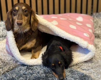 Padded Polar Fleece Dog Snuggle Sack: Dachshund Burrow Bed