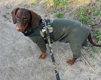 Water Resistant Fleece Dachshund Onesie: Mud Repellent Dog Coat