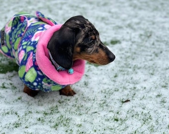 Manteau en polaire couvrant la poitrine du teckel, pull pour chien, pull respirant pour chien, veste pour chien, pull lavable pour chien, combinaison pour chien hydrofuge et antiboue