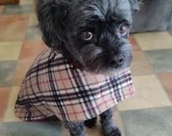 Tartan Fleece Dachshund Dog Coat: Water Repellent, Harness Hole