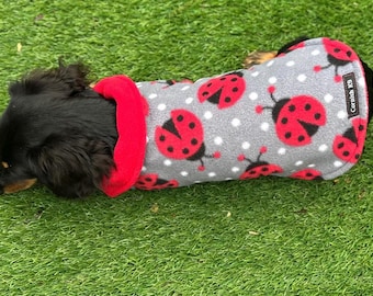 Dachshund Fleece Dog Coat: Double Layered, Harness Hole, Handmade