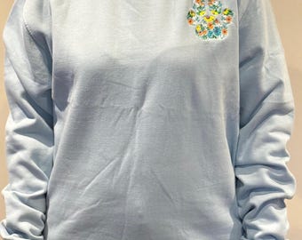 Floral Paw Print Embroidered Jumper: Dog Lover Gift