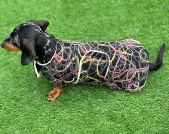 Tweed Dachshund Dog Coat: Sherpa Fleece Lined, Handmade Winter Jacket