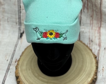 Embroidered Dachshund Beanie: Soft Acrylic Dog Lover Gift