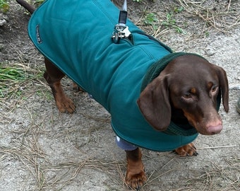 Waterproof Softshell Dachshund Dog Coat: Fleece Lined, Windproof