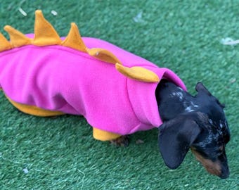 Dachshund Dino Fleece Jumper: Warm, Water-Resistant Dog Coat
