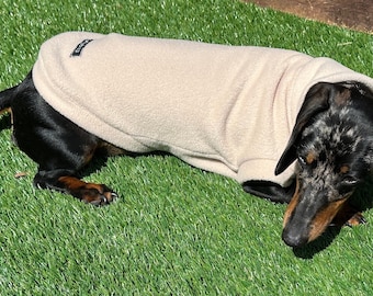 Water Repellent Dachshund Fleece Jumper: Embroidered Dog Coat