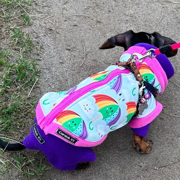 Dachshund zipped  waterproof coat ,zipped dachshund jumper ,breathable dog jumper, dog jacket,washable dog jumper,Water & Mud Repellent