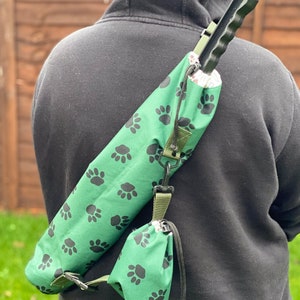 Paw Print Dog Ball Launcher Sling Bag: Waterproof Treat Pouch