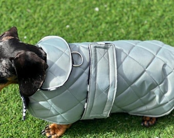 Dachshund Quilted Dog Coat: Water-Resistant Fleece Lined Winter Jacket