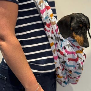 Dachshund print dog sling  ,small dog sling bag , puppy sling carrier ,dachshund  sling carrier,light weight dog sling  ,spring dog carrier