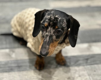 Dachshund Minky Fleece Dog Jumper: Washable, Soft Polyester