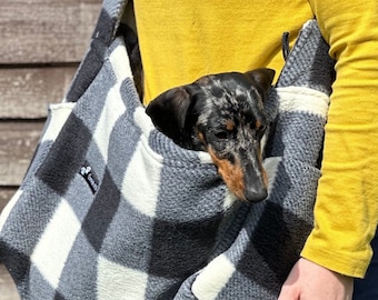 Padded Fleece Dog Sling Carrier: Dachshund Puppy Sling Bag