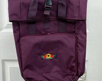 Dachshund Embroidered Roll Top Rucksack: Recycled Polyester Dog Lover Gift