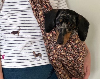 Paisley Dog Sling: Lightweight Cotton Puppy Carrier