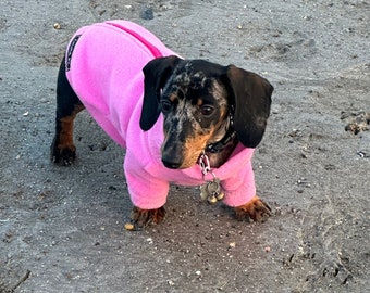 Water Repellent Dachshund Fleece Jumper: Long Leg Zip-Up