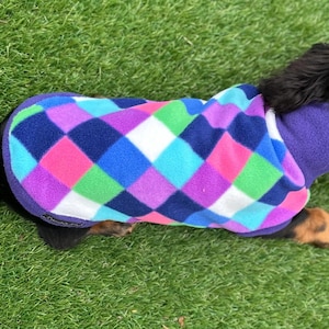 Dachshund Fleece Dog Jumper: Water & Mud Repellent, Breathable, Multi-Colored