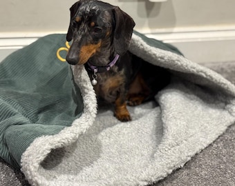 Padded Corduroy Dog Snuggle Sack: Sherpa Fleece Lined