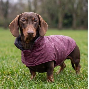 Wasserdichter Dackelmantel: Leichter, mit Fleece gefütterter Hunde-Regenmantel