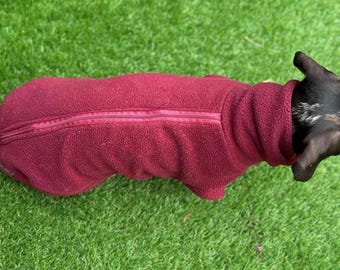 Dachshund Fleece Jumper: Water & Mud Repellent Dog Polo - Zip Design