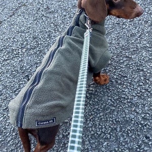 Dachshund zipped Fleece ,dachshund  tankies, dog step in jumper, dog fleece ,washable dog jumper,Water & Mud Repellent dog suit