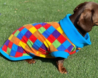 Dachshund Fleece Dog Jumper: Water & Mud Repellent, Breathable, Multi-Color