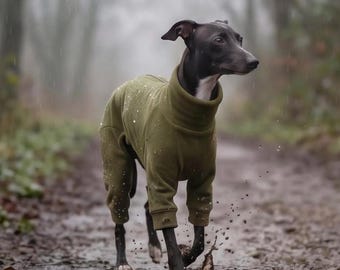 Mono de forro polar con cremallera para galgo italiano: repelente al agua y al barro.