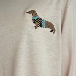 dachshund long sleeve t shirt ,dog lover ,embroidered dachshund top ,gift for her,dachshund top, doxie lovers