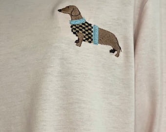 Embroidered Dachshund Long Sleeve T-Shirt: Dog Lover Gift